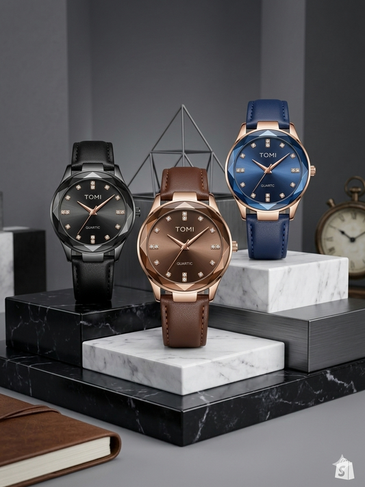 ⌚ Crystal Edge Fashion Watch – Elegant Casual Edition